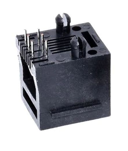 RJ connector 8P8C female kunststof zwart RJ45 verticaal PCB 02
